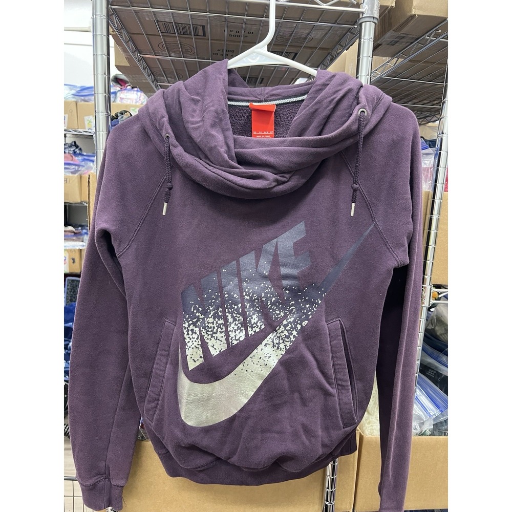 Nike Sweater Mens Adult Small Red Spell Out Swoosh Hoodie Pullover Sweatshirt
